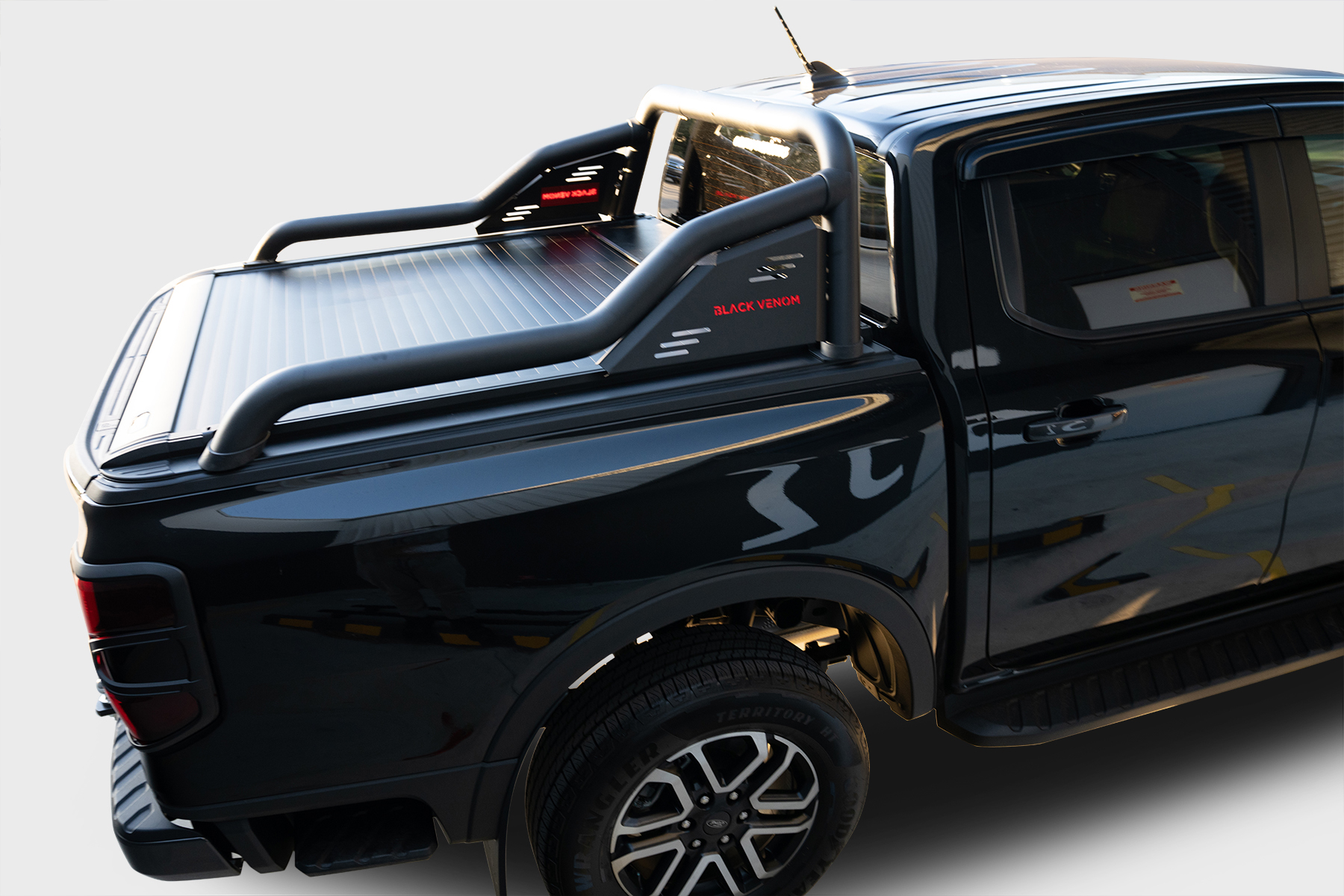 Black Venom Electric Roller Shutter + Black Venom Extended Sports Bar to suit Next Gen Ford Ranger 2022-2024