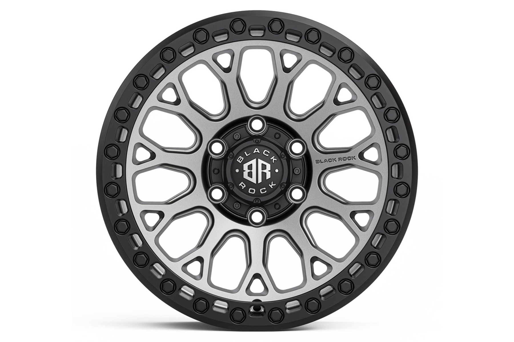 Black Rock Spider Gunmetal Grey with Black Ring 17x9 6/139.7 (Each) - Image 3