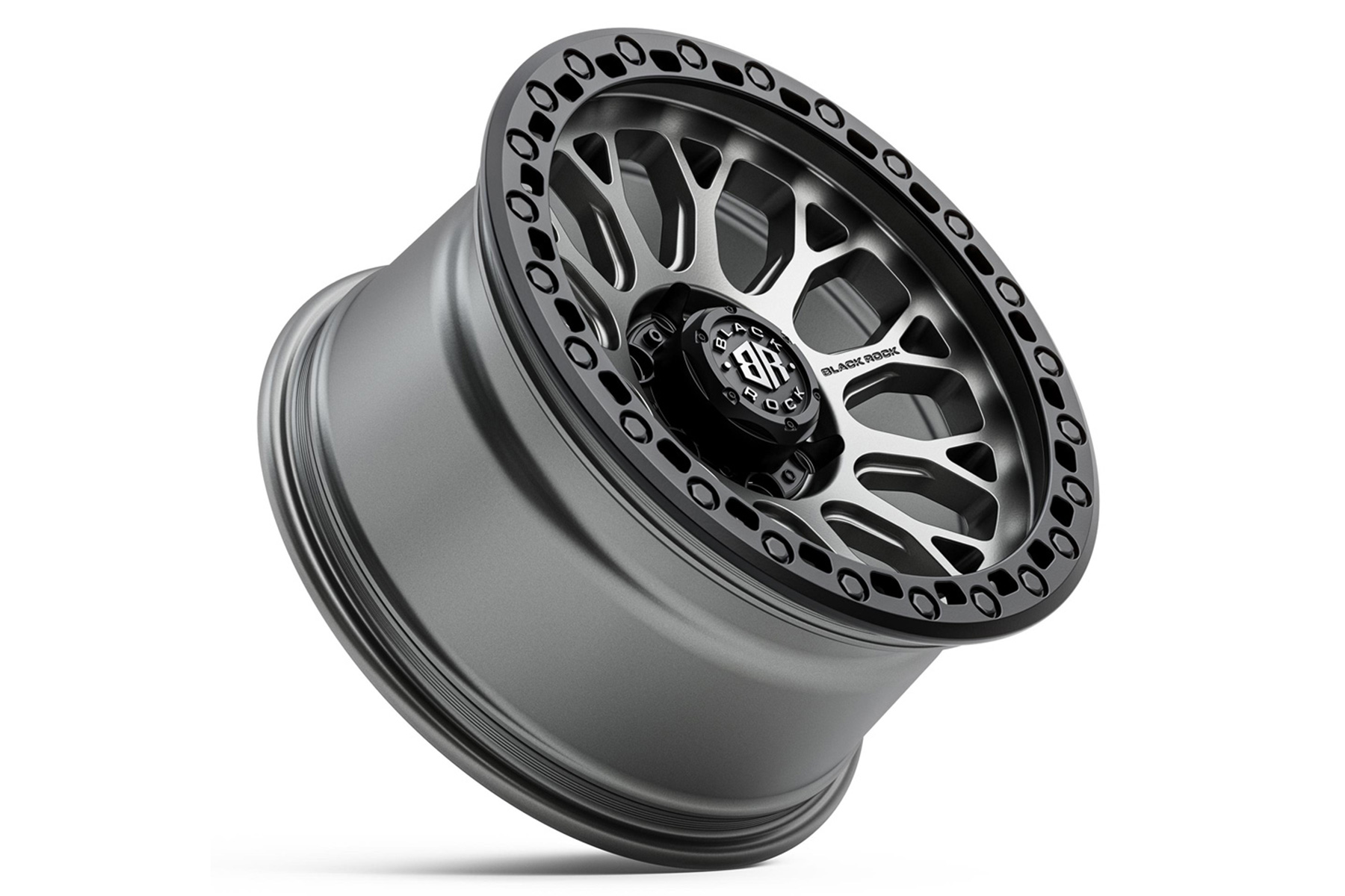 Black Rock Spider Gunmetal Grey with Black Ring 17x9 6/139.7 (Each) - Image 4