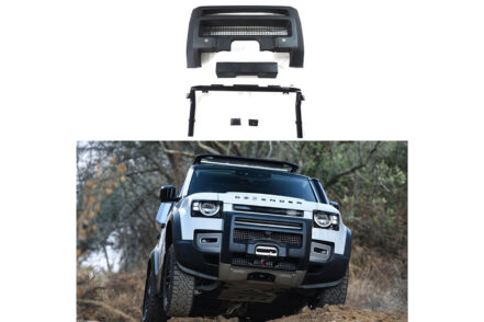 Black Protection Nudge Bar & Venom 12000 Pound Electric Synthetic Winch to suit Landrover Defender L663