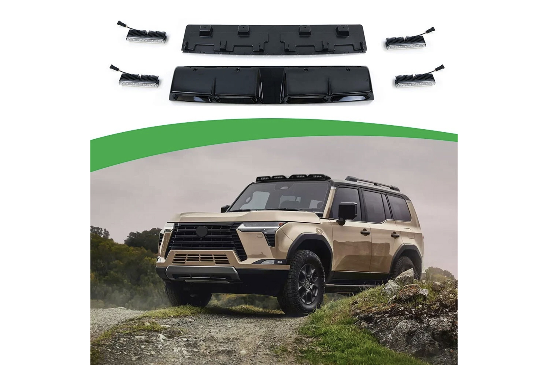 Black Venom LED Roof Pod Lights to suit Lexus GX550 - Image 2
