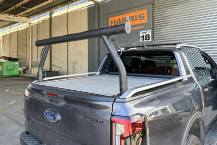 Black Ladder Rack Bar for Next Gen Ford Ranger Wildtrak Roller Shutter