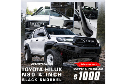 Matte Black 4 Inch Stainless Steel Snorkel for Toyota Hilux N80 (2015-2025) (SYDNEY WORKSHOP ONLY - SUPPLY & INSTALLED)